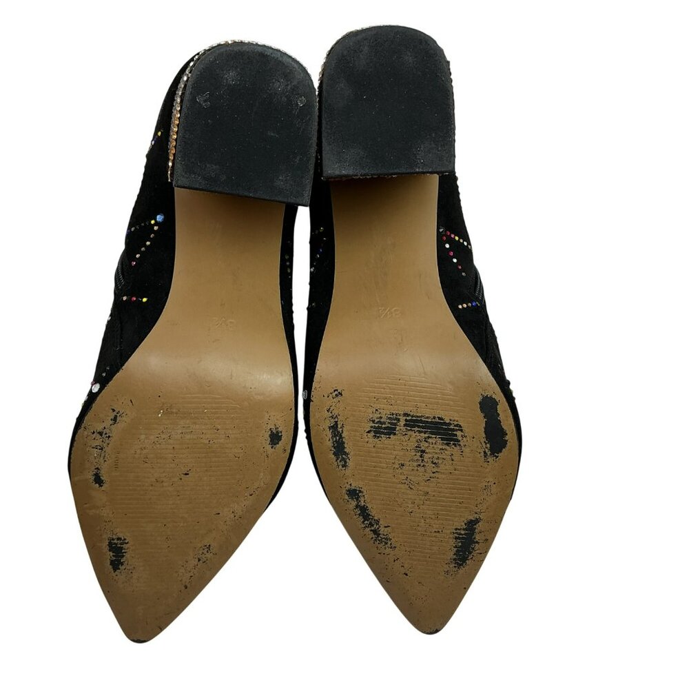 Betsey Johnson Kassie Rhinestone Block Heel Zip Ankle Booties Womens 8.5M Black - Picture 13 of 16